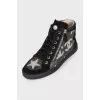 Suede and canvas sneakers with signature logo