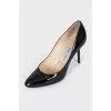 Patent leather pumps with heels