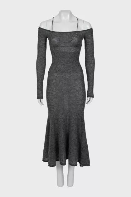Grey off shoulder dress