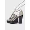 Suede lace-up sandals