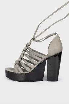 Suede lace-up sandals