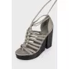 Suede lace-up sandals