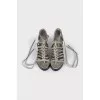 Suede lace-up sandals