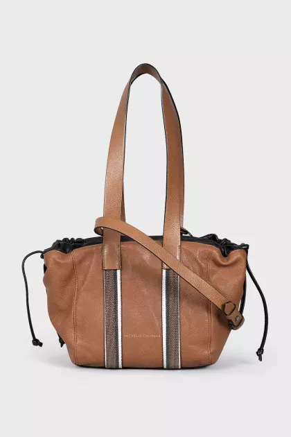 Leather bag with long handle