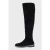 Suede over the knee boots with crystals