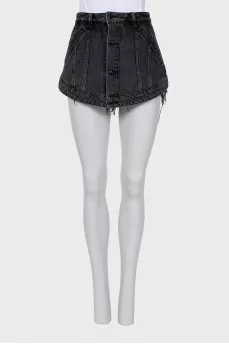 Denim shorts-skirt