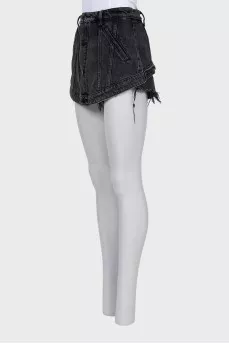 Denim shorts-skirt