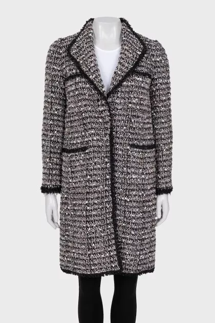Black and white button coat