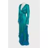 Dress decorated with ostrich feathers