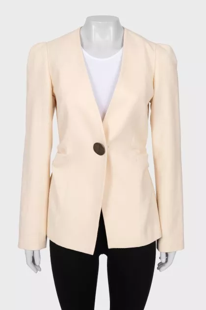 Wool jacket with button fastening