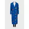 Blue printed wool coat