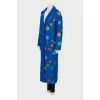 Blue printed wool coat