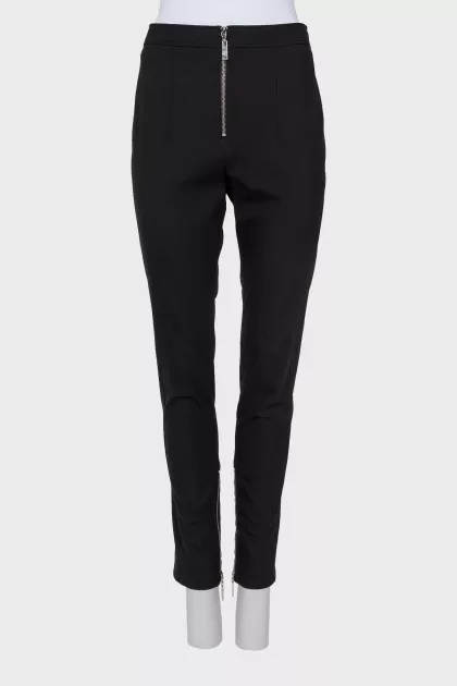 Wool trousers with zippers