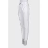 Straight cut jeans with distressing