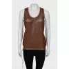 Leather mesh tank top with tag