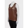 Leather mesh tank top with tag