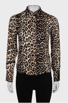 Silk blouse with animal print