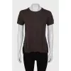Brown T-shirt with embroidery