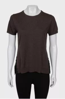 Brown T-shirt with embroidery