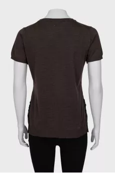 Brown T-shirt with embroidery