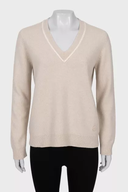 Beige straight cut pullover