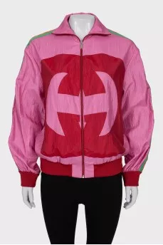 Pink windbreaker with brand logo