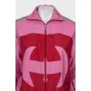 Pink windbreaker with brand logo