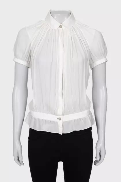 White blouse with drape