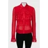 Silk blouse decorated with lace