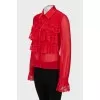 Silk blouse decorated with lace