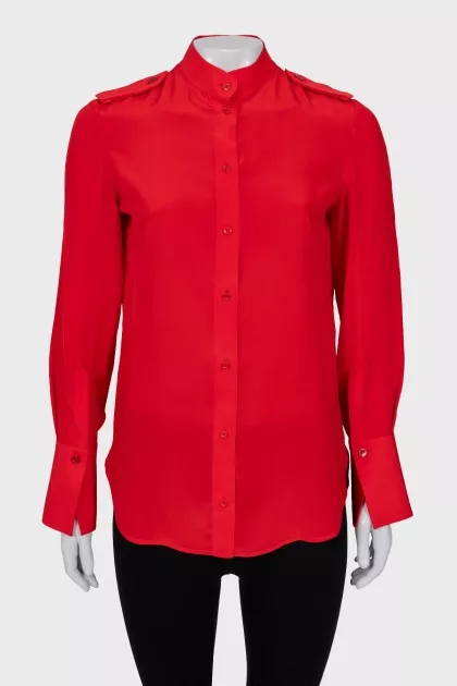 Red silk shirt