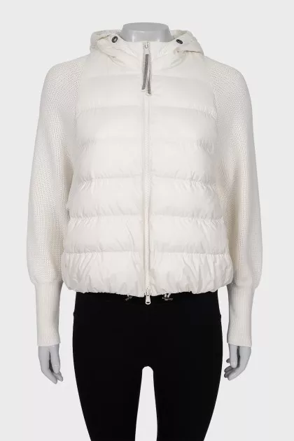 Jacket with knitted sleeves