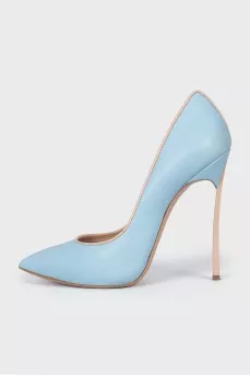 Blue leather shoes