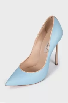 Blue leather shoes