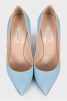 Blue leather shoes