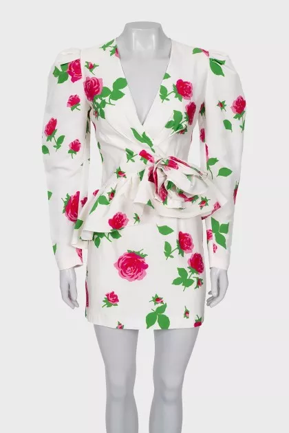 Floral print dress with peplum