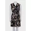 Silk pleated dress in floral print