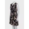 Silk pleated dress in floral print