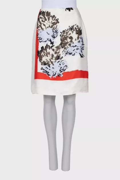 Silk skirt with floral print