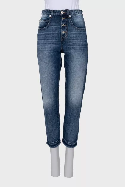 Straight cut distressed jeans