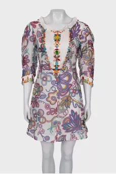 Silk dress decorated with crystals