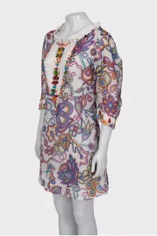 Silk dress decorated with crystals