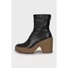 Leather ankle boots with accent sole