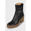 Leather ankle boots with accent sole