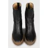 Leather ankle boots with accent sole