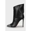 Leather ankle boots with rhinestones on the toe