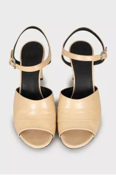 Beige leather sandals