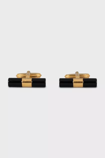 Men's black and gold cufflinks