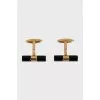 Men's black and gold cufflinks