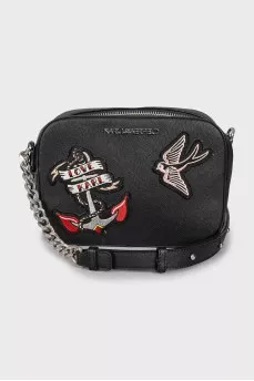 Eco-leather bag with branded embroidery